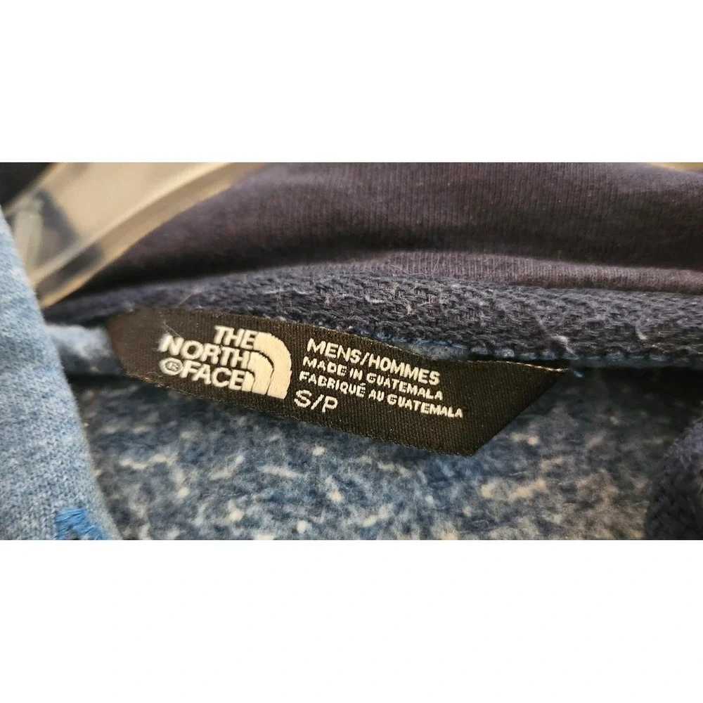 The North Face Hoodie Mens Small Blue Pullover Fleece Logo Graphic Kangaroo